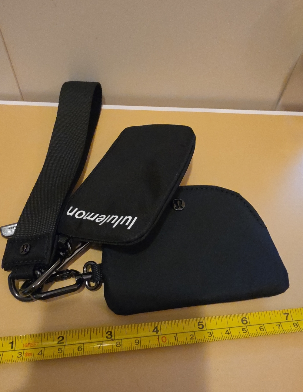 lululemon athletica Black Phone Pouch Wristlet with Strap and Clips